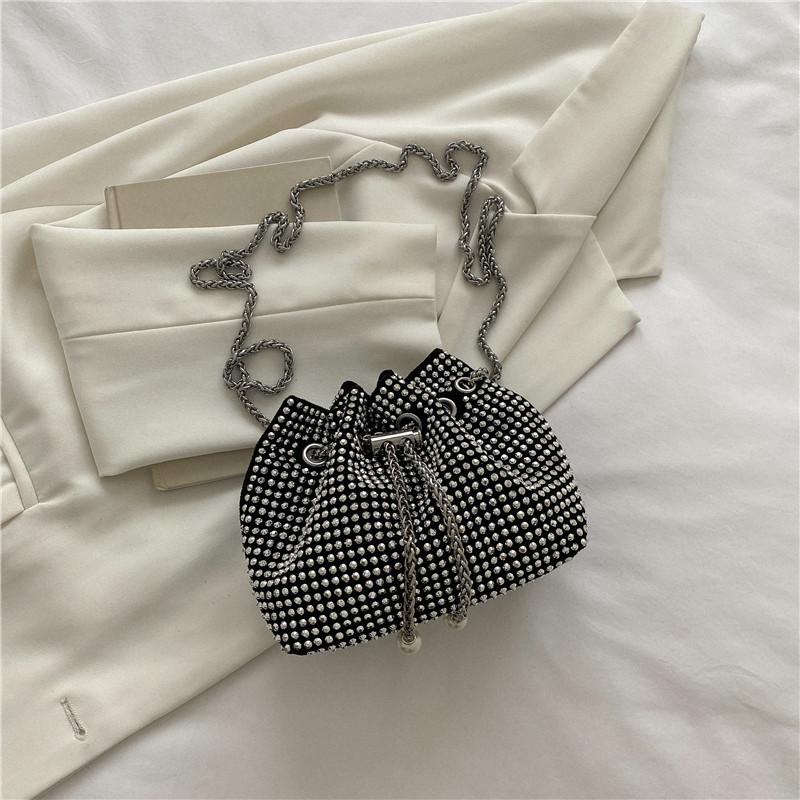 Уникальный дизайн Жемчужная сумка-ведро на завязках Модная уличная сумка через плечо Chain