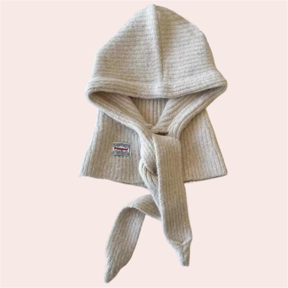 10 Colors Knitted Hat Balaclava Winter Hat Wool Neck Warmer Thick Hood Warmer Korean Style Scarf Warm Stylish Cold Protection Cute Plain Outdoor