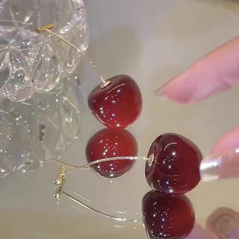 Autumn/Winter Cute Sweet Red Cherry Women's Stud Earrings
