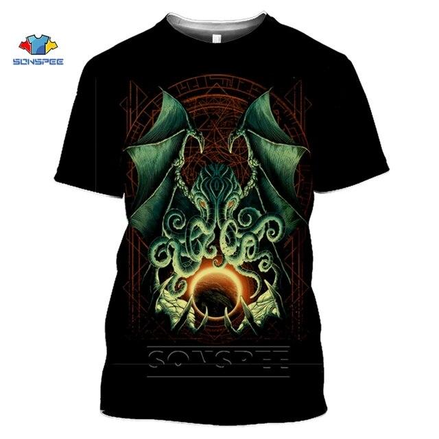 Camiseta con estampado 3D de Cthulhu y Lovecraft, camiseta Miskatonic para hombres, camiseta divertida con cuello redondo de llamada de Cthulhu, Top de verano para mujeres
