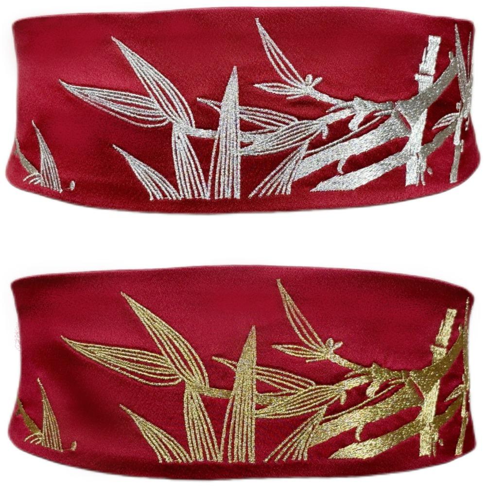 Retro Spun Gold Wide Waistband Adjustable Bamboo Embroidered Belt  Dress Corset Decoration