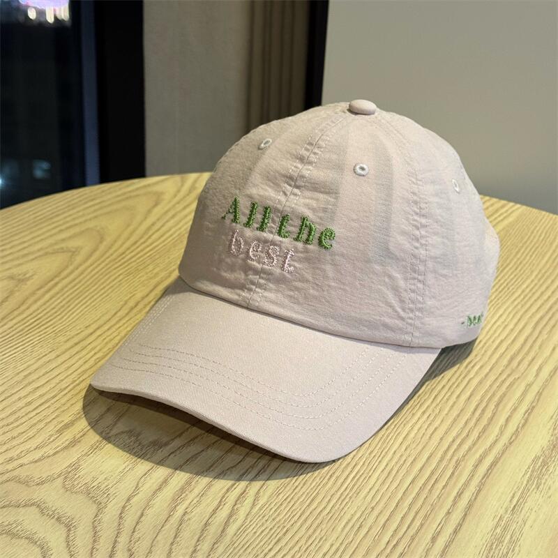 Korean-style casual simple letter-embroidered soft-top baseball cap for women, made of pure cotton, versatile and face-slimming, suitable for spring