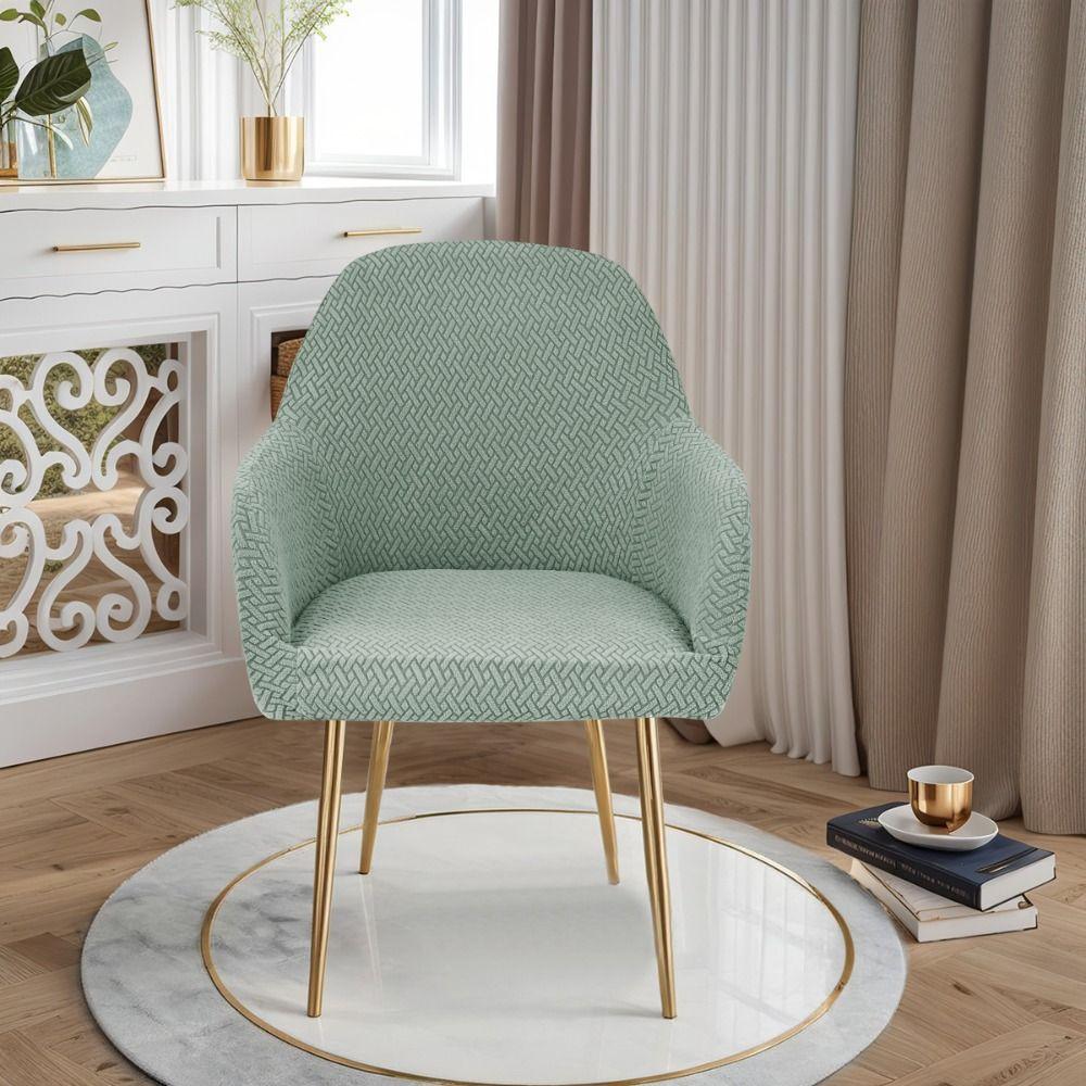 High-elastic Hotel Dining Chair Cover Anti-slip Jacquard Seat Cover Dust-proof Soft High Armchair Cover