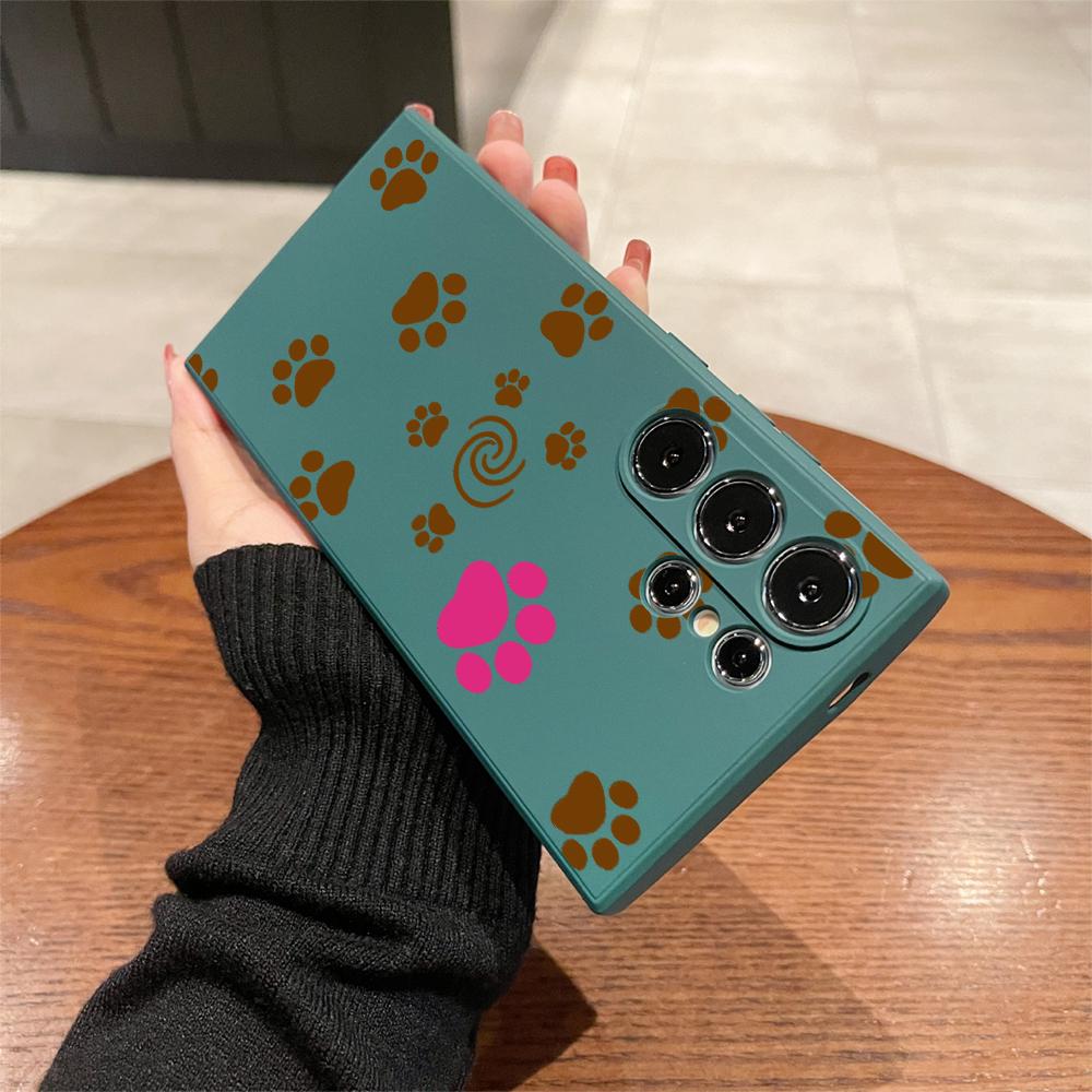 Colorful Paw Prints Pattern Phone Case for Samsung Galaxy S25 S24 Ultra S23 S22 S21 S20 FE Plus Soft TPU Protection Cover