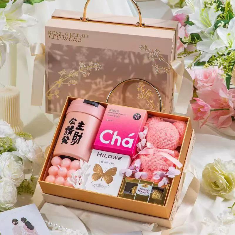Luxurious European-Style Chinese Wedding Candy Gift Box with Hot Stamped Metal Handle