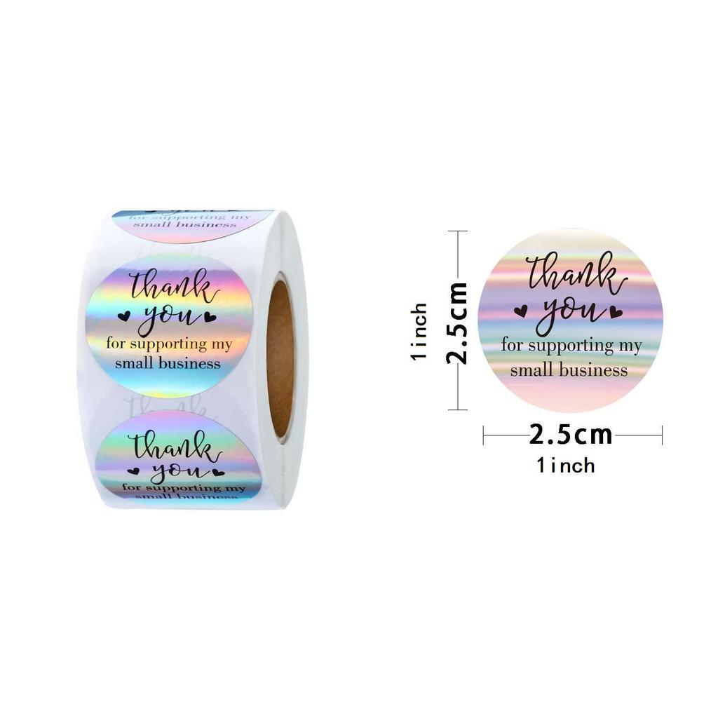 500pcs Colorful Rainbow Laser Thank You Purchase Stickers for Commercial Decoration