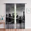 Stadtgebäude 3D-gedruckte Vorhänge Straßenansicht Nachtansicht Gebäudekomplex Wohnzimmer Raumhohe Fenster Maßgefertigte Vorhänge