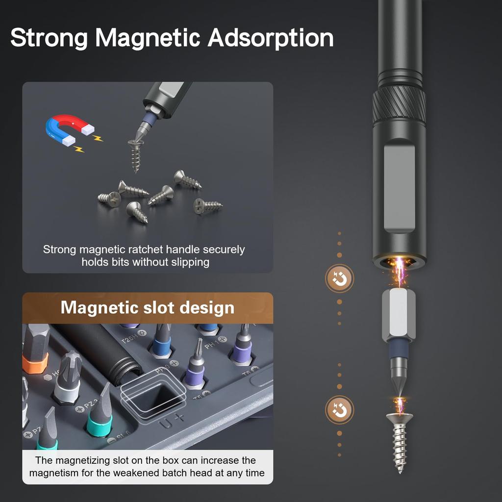 Magnetic Ratchet Screwdriver Set Detachable T-Handle Magneticizer Torque Screwdriver Multifunctional DIY Tools Work Hand Tools