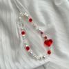 Bowknot Phone Lanyard Short Female Cute Peach Heart Colored Beaded Phone Shell Pendant Accessories Package Decoration