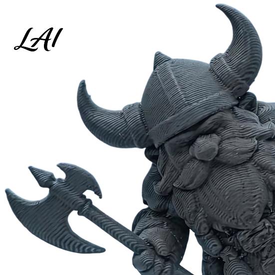 Nordic Mythology Ornament Viking Dwarf Warrior Statue 3D Printed Barbarian Figurine Horned Desk Accessory Helmet Decor for Home Office Collectible