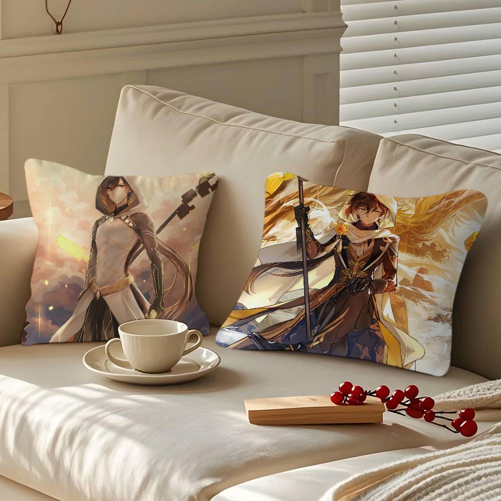 Zhongli Tecknad Kuddfodral Bil Prydnadskuddfodral För Soffa Bil Julklapp 40x40cm 45x45cm
