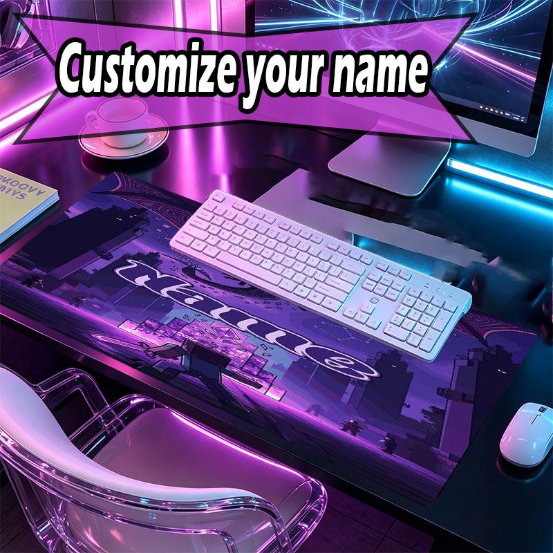 Custom Name Personalized Minecaraft Pattern Mousepad, Laptop PC Desk Mat, Decorative Desk Mat for Home Keyboard Pad Gift