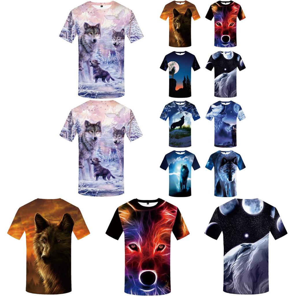 Men's Wolf Mountain 3d Print Summer Casual T-shirt With Stunning Graphic Design