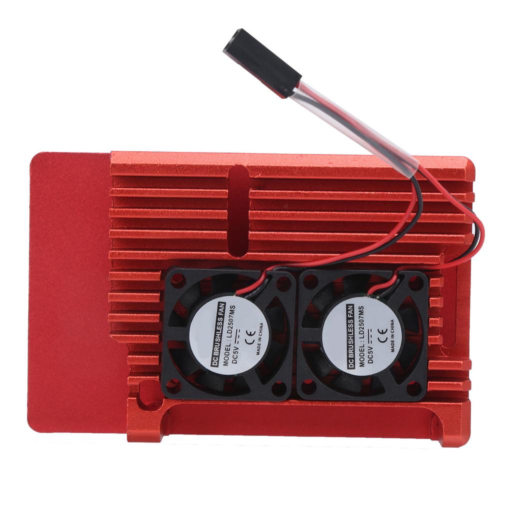 Aluminum Alloy Case Box with Dual Fan Heat Dissipation Accessory for Raspberry Pi 4 B+