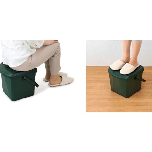 Shinki Gosei Tombo Bucket with Inner Bucket, Storage, Chair, Step Stool, and Lid, 18 Liters, Moss Green, 34cm W x 34.5cm D x 28.5cm H, Outdoor, Car Wa
