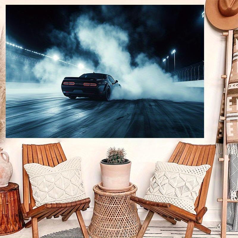 Vintage black sports car Digital printing polyester wall tapestry suitable for use in living rooms bedrooms offices bars party