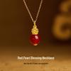 S925 Sterling Silver Fu Gourd Carnelian Pendant Necklace - Women's Chinese Style, Elegant Fresh Fashion Clavicle Chain