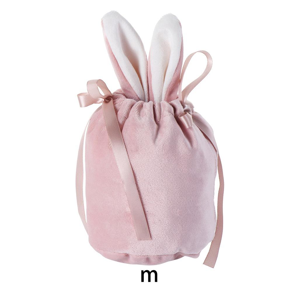 

Фланелева подарункова торбинка з кролячими вушками Організатор для прикрас Великодній кролик Весільне приладдя m pink