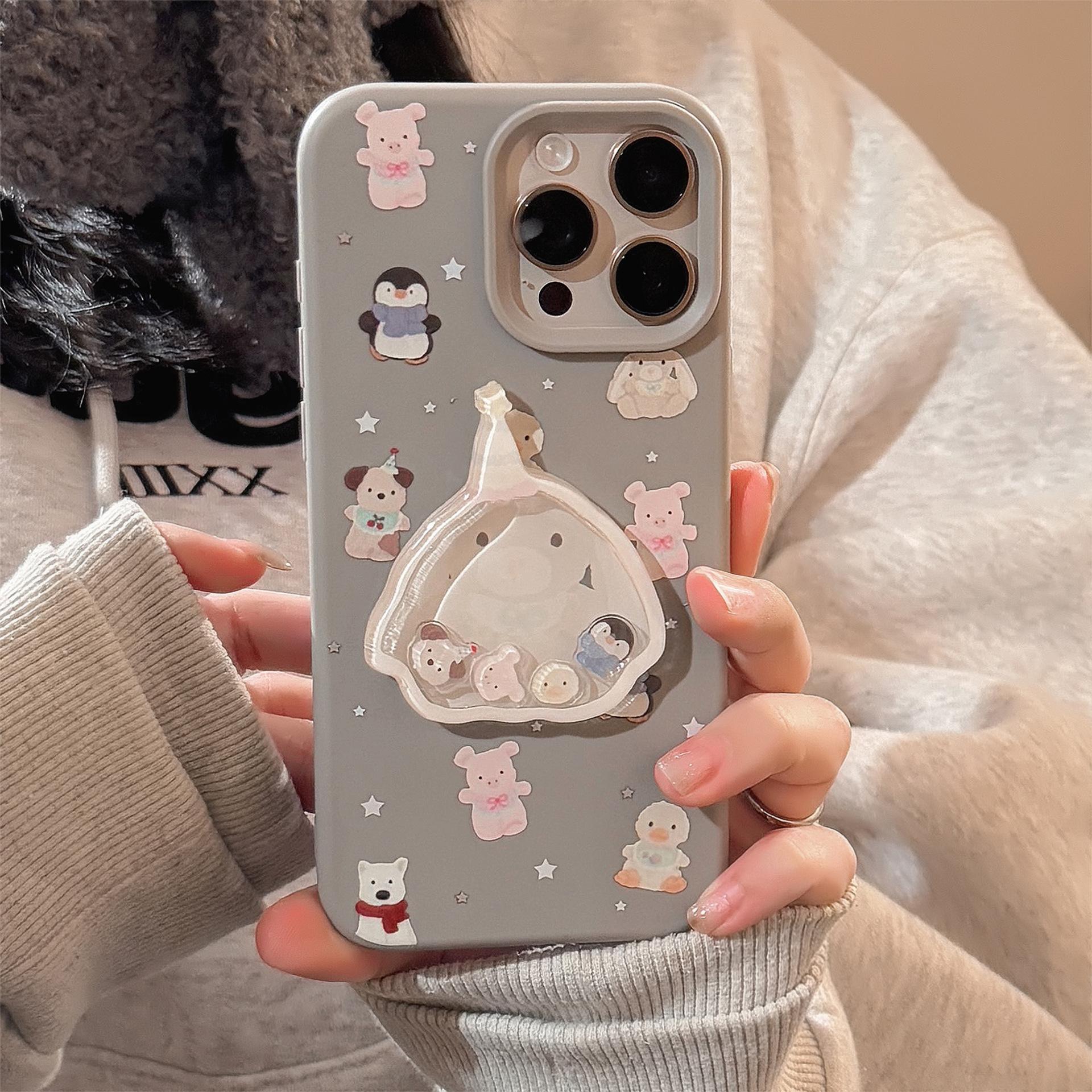 

Cute Penguin Rabbit Shakele IPhone17 Mobile Case Apple 15promax Silicone 14 Applicable To 13 Three dimensional 12pro max(6.7)