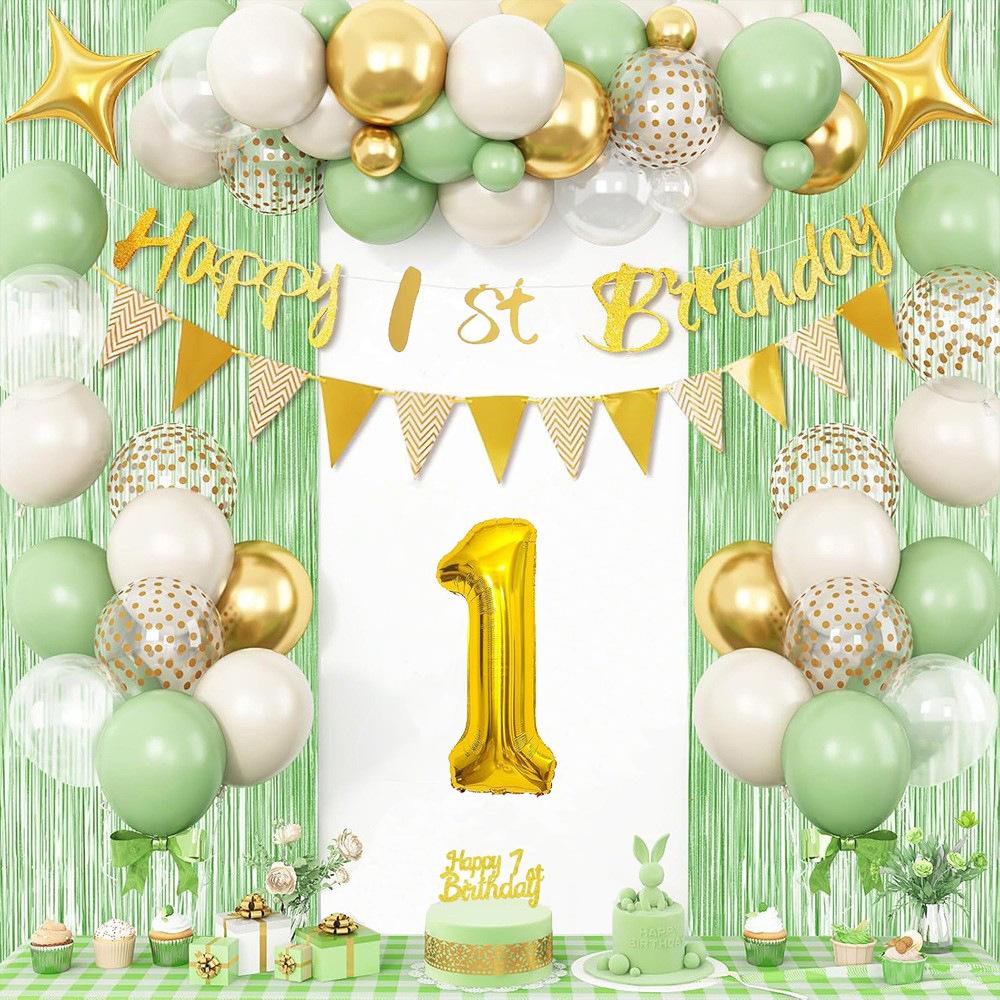 

32 Digital Olive Green Balloon Flag Banner Set Children S First Adult Birthday Party Decoration Yusi Olive Green 1 year old