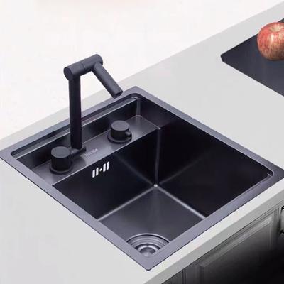 Schwarze 304 Edelstahl Küchenspüle Armatur Verdeckt Klappbar Heiß- und Kaltmischwasser Spültischhahn Doppelbohrung Einhebelmischer