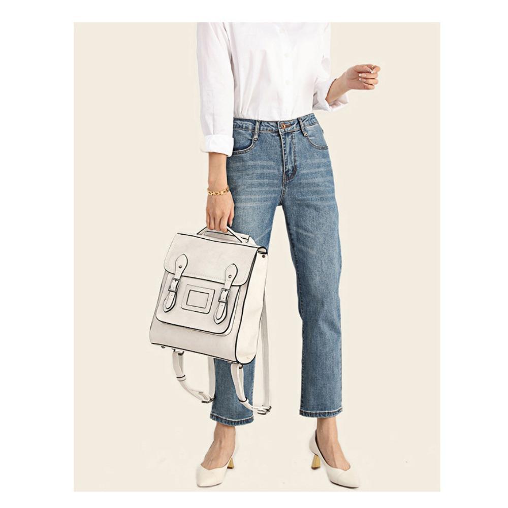 Leather Women's Bag Oil Wax Cowhide Backpack Women's Retro Versatile British College Wind Large Capacity Backpack