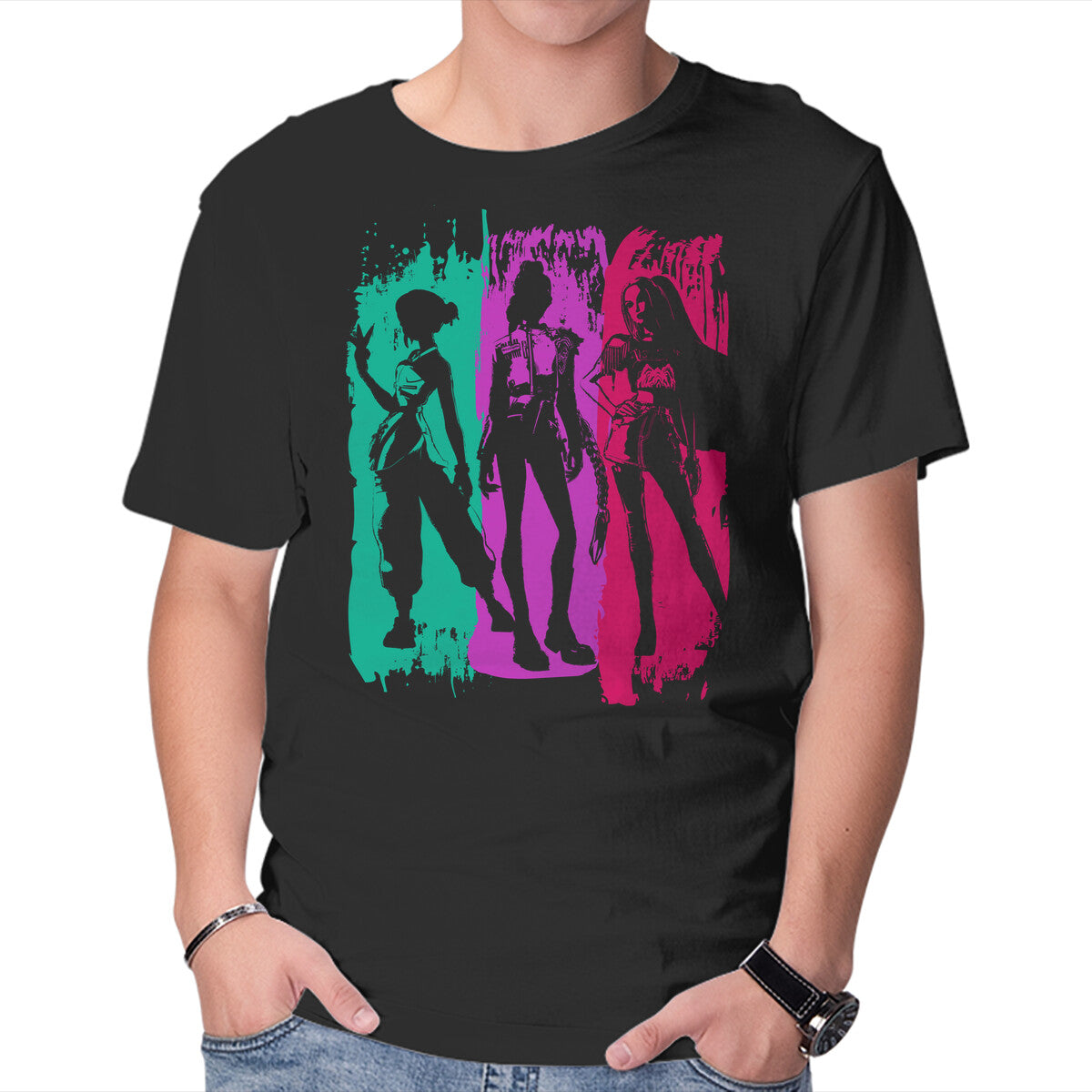 Unisex Crew Neck T-Shirt Demon Hunters Brushstrokes Graphic Short Sleeve Casual Tee XXXL