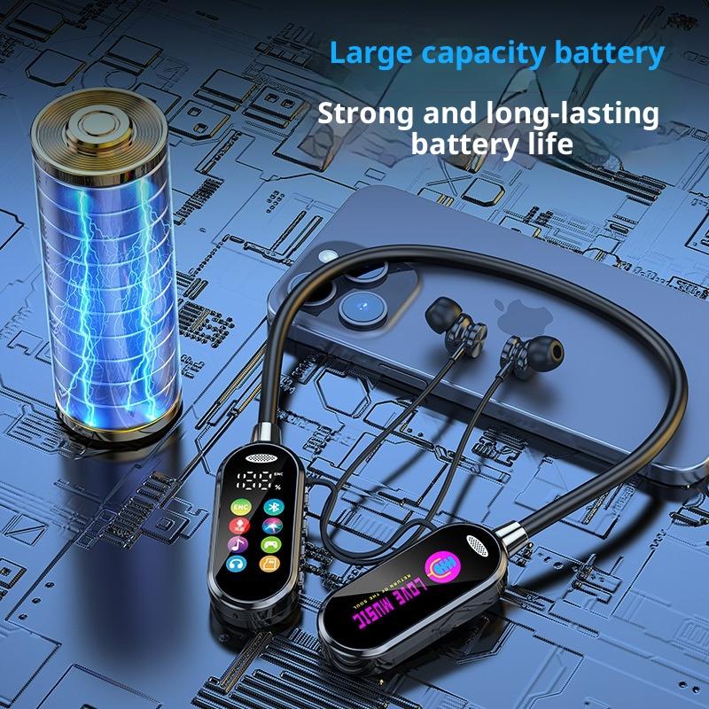 Bluetooth 5.4 Earphones Neckband Headphones Color Screen Wireless Headsets Noise Reduction Earbuds Earphone Monitor