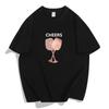 Fashion Trend Short Sleeve Women Ladies T Shirt Top Girl Wine Style Trend Printing Lady Travel Graphic T-Shirt