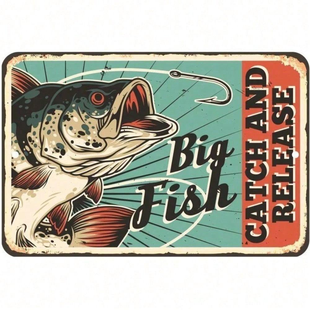 Metal Wall Art Vintage Fishing Sign Bar Pub Decor