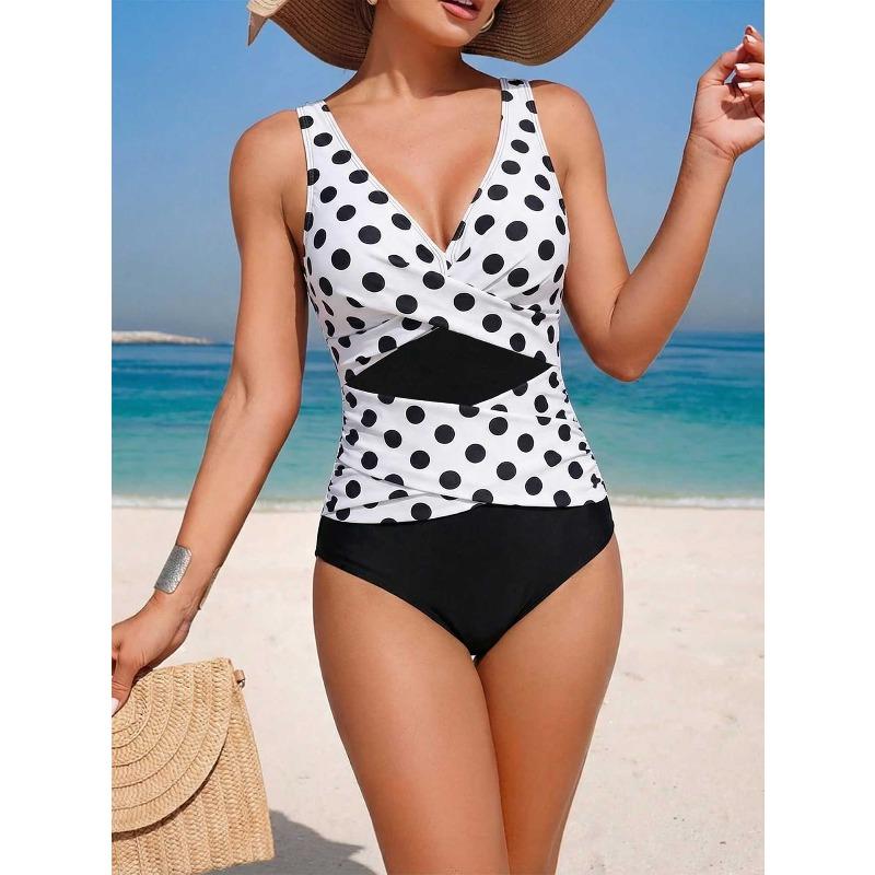 New Swimsuit Women's Color Matching Cross-strap One-piece Bikini Swimsuit