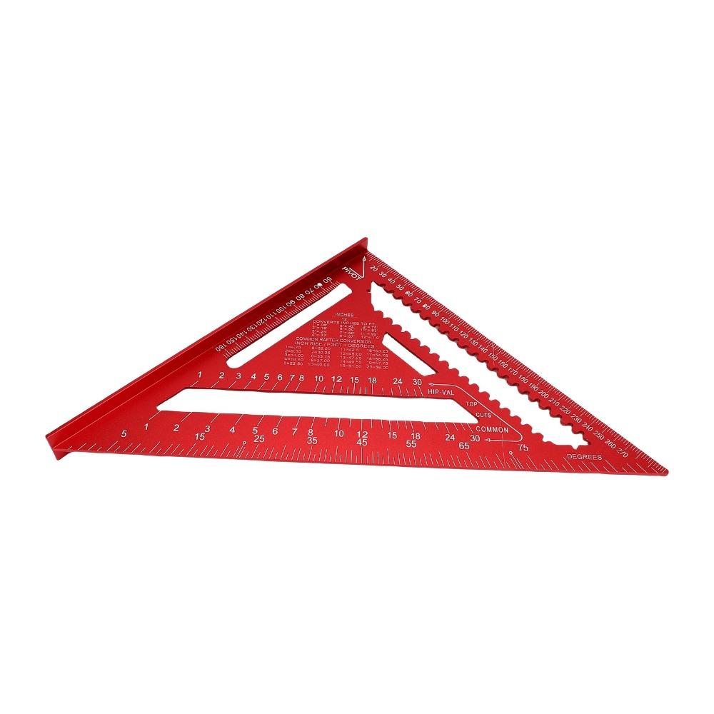 Aluminum Alloy Rafter Square Red Color Carpenter Square Triangle Angle Protractor Woodworking