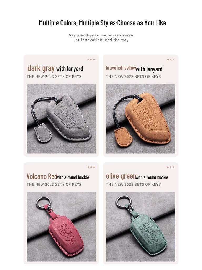 Compatible Leather Keychain Shell for BMW Series: Fits X1, X3, X5, 1 Series, 3 Series, 5 Series, 6 Series, 7 Series, NFC Card Snap