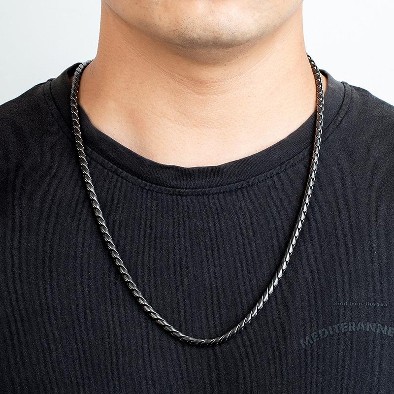 Punk Men Snake Link Chain Necklace Stainless Steel Vintage Oxidized Black Male Choker colar Jewelry Gifts for Him