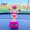 Durable Car Figurine Solar Dashboard Decoration, Cute Beach Girl Swing Cartoon Style Ornament Ornament, Couple Dancing Figure for Vehicle Interior