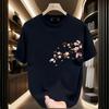 European Station High Sense Niche Crew Neck Light Luxury Men'S T-Shirt Short Sleeve Cotton Fashion Trend Brand Printed Green T-Shirt Trend