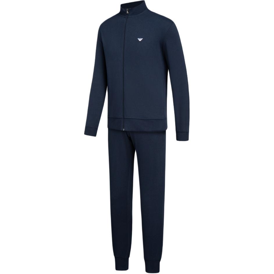 Emporio Armani FW24 Logo Print Stand Collar Casual Long Sleeve Cuffed Sports Suit Men suits Navy-Blue 112103-CS590-00135