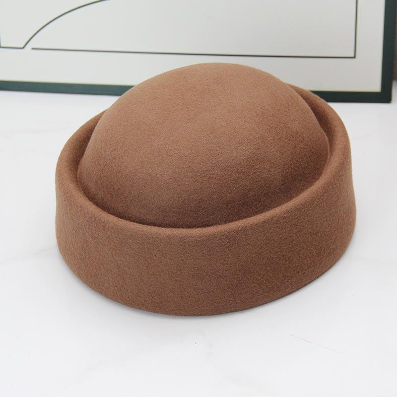 Niche alta gamma senso scatola medicina cappello autunno nuovo retrò britannico berretto pura lana cappello a cilindro moda cappello hostess