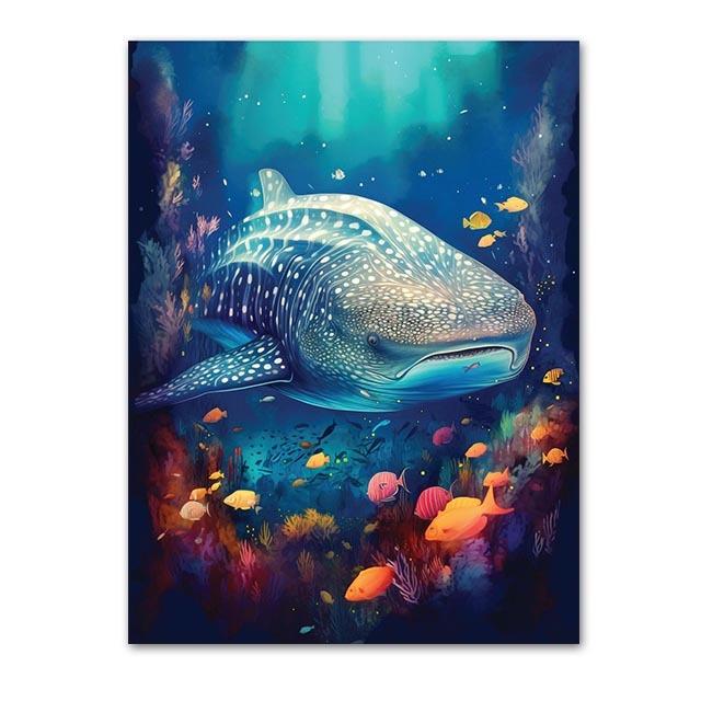Abstract Modern Art Wall Poster Sea Turtle Jellyfish Dolphin Shark Animal Morden Sea Print Home Decor Canvas Painting Picture