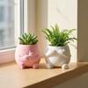 3D Printed Hugging Cat Succulent Planter Pot Happy Expression Cartoon Face Succulent Planter Plastic Novelty
