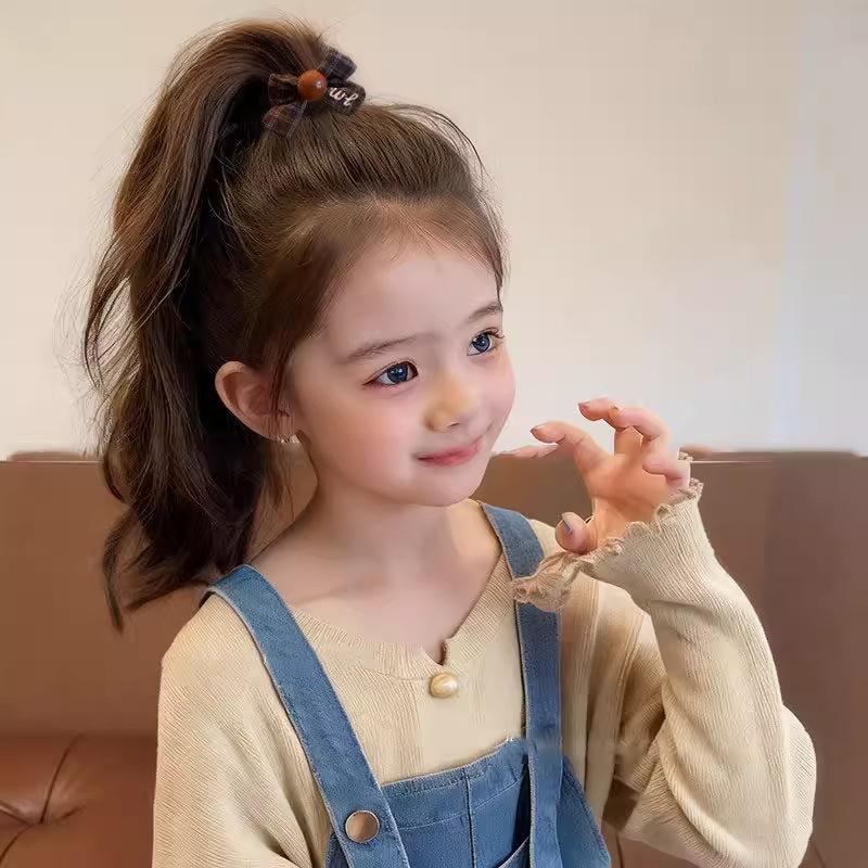 Korean Style Plaid Bow Hair Scrunchies For Kids Girls Elastic Hair Bands Ponytail Holder Sweet Hair Ties Children Hair Accessories