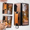 SUTENI Leather Case for Samsung Z Fold 7/6/5: Oil Wax Texture with Wrist Strap, Card Slot & Stand Feature