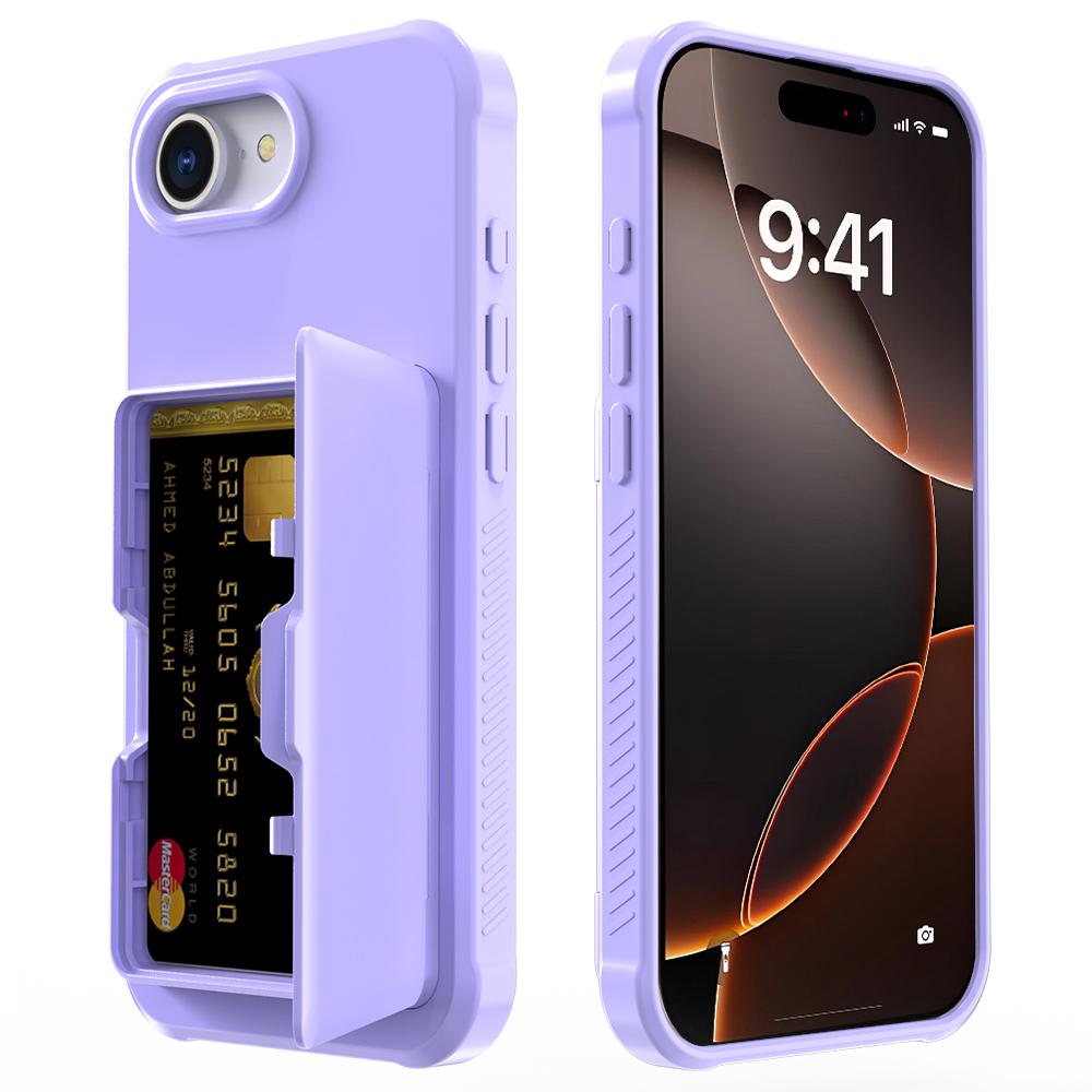 

New Flip Slot Card Wallet Stand Phone Case For iPhone17e iphone16e iphone 17E 16E Built-in Mirror Holder Bumper Armor Cover iPhone17e