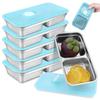 6 Pack Double Compartment Stainless Steel Snack Containers With Lid Reusable Leak-Proof Food Storage Lunch Box Meal Bento Contai