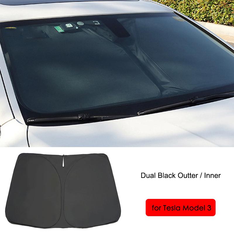 Sunroof Sunshades For Tesla Model 3 Y Juniper Highland 2020-2026 2025 Ice Cloth Buckle Front Rear Skylight Glass Roof Sun ShadeWindshield Sunshades 1