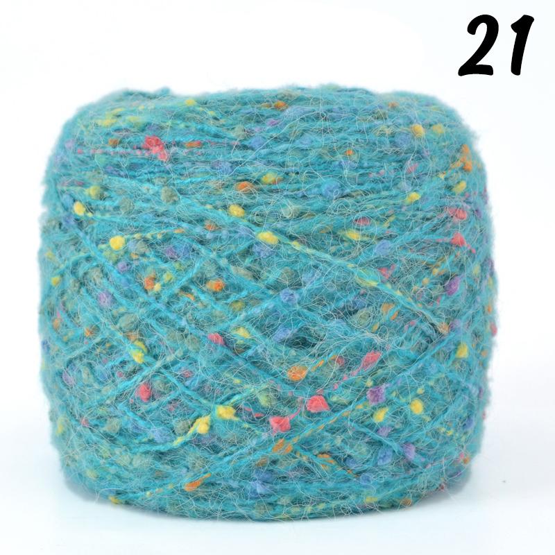 Mohair Yarn Ball with Rainbow Candy Beans Embellishment Soft Wool for Sweater Scarf Bag DIY Crochet Colorful Ball Thread
