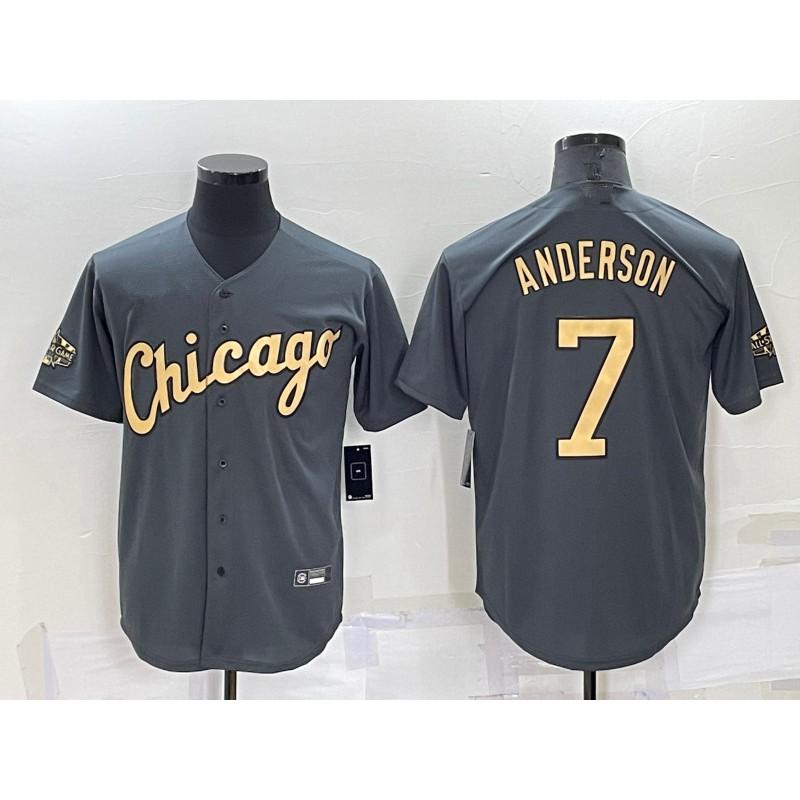 Unisex Chicago White Sox 7 Anderson Elite Fan Baseball Jersey Cotton Blend Embroidered Sportswear Fall