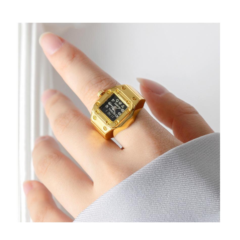 1pc Quartz Watch Ring Watch Digit Dial Rectangle Unisex Fashion Jewelry Gifts