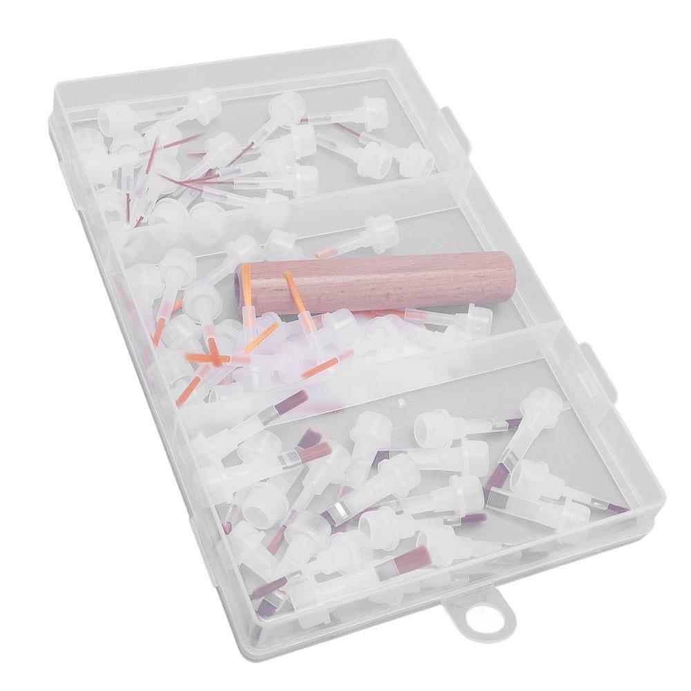 60pcs Wooden Handle Nail Brush Replacement Heads Dip Gel Nail Polish Brush  Salon Or Home Use