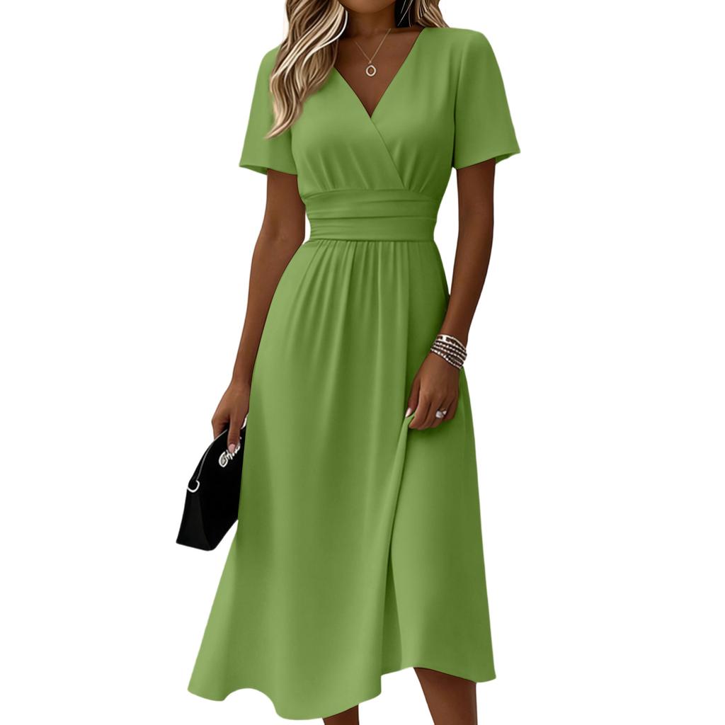 Ladies' Gradient Casual Fashion Short Sleeved V-neck Dress